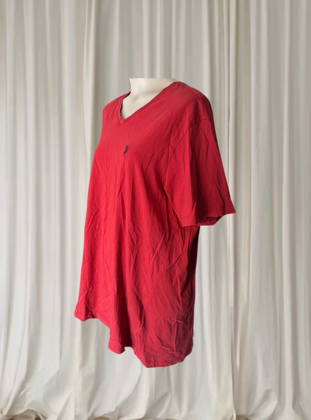 U.S. Polo Assn. V-Neck T-Shirt - Men's Classic Red Cotton Tee Size XL - Image 4