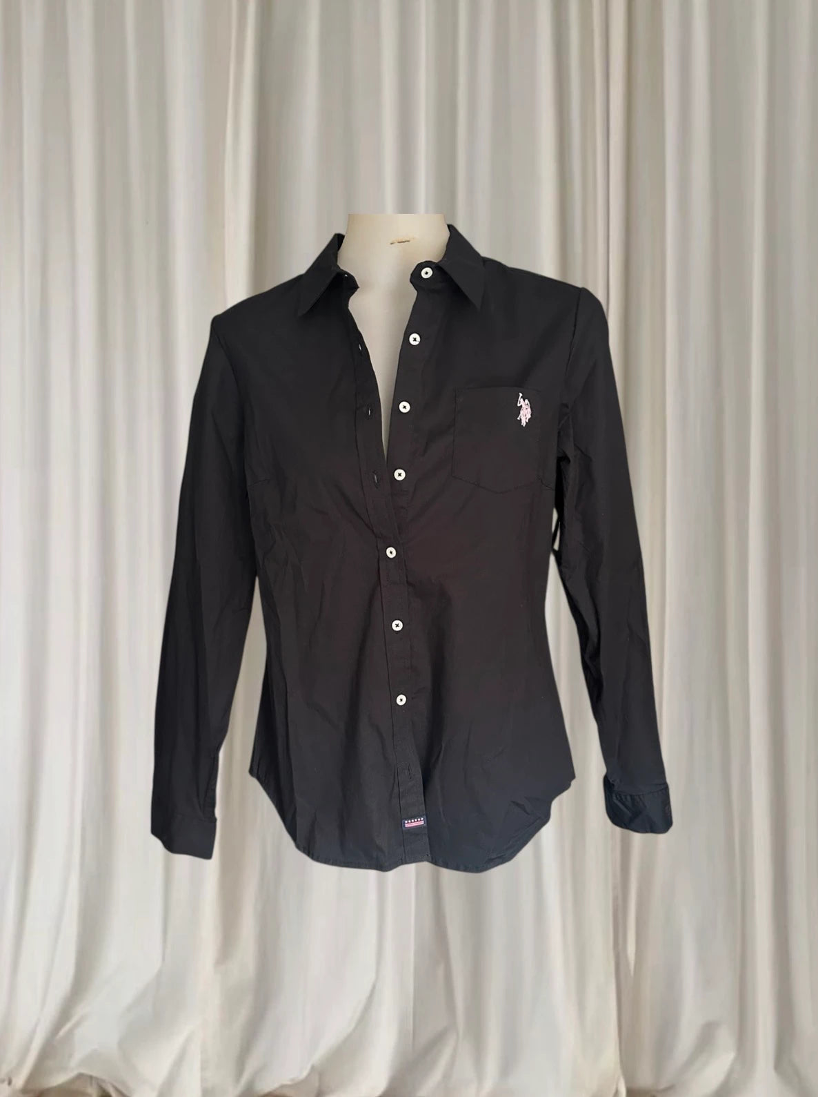 U.S. Polo Assn. Men's Long Sleeve Button-Up Shirt - Classic Black Stretch Fit - Image 2