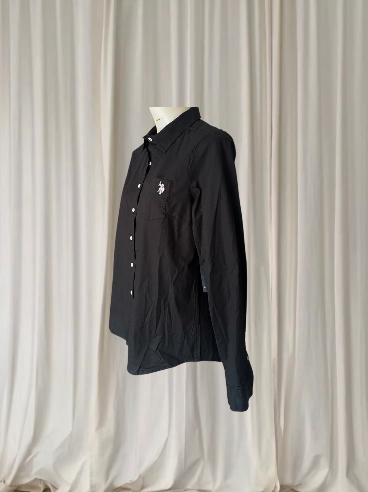 U.S. Polo Assn. Men's Long Sleeve Button-Up Shirt - Classic Black Stretch Fit - Image 3