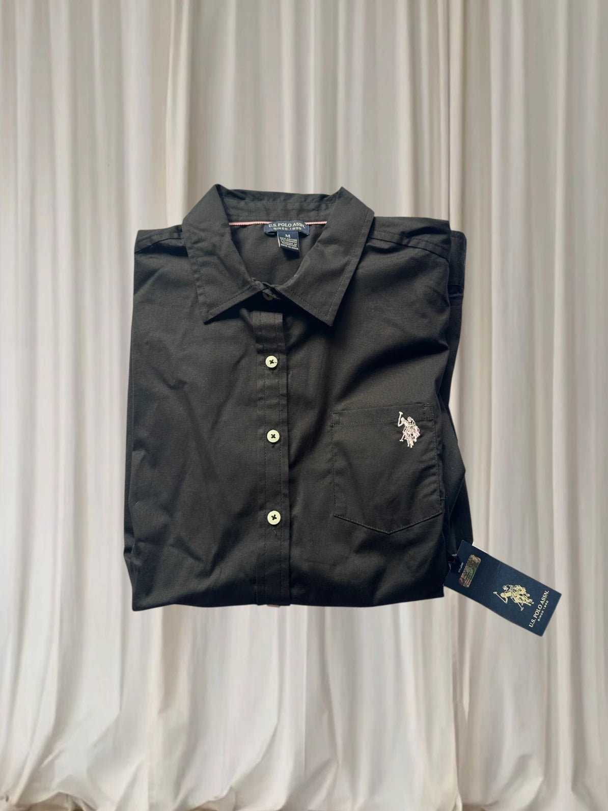 U.S. Polo Assn. Men's Long Sleeve Button-Up Shirt - Classic Black Stretch Fit - Image 5
