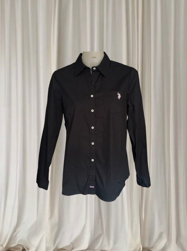 U.S. Polo Assn. Men's Long Sleeve Button-Up Shirt - Classic Black Stretch Fit - Image 1