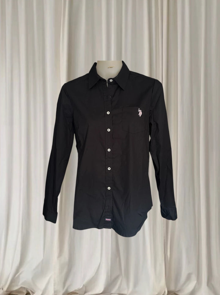 U.S. Polo Assn. Men's Long Sleeve Button-Up Shirt - Classic Black Stretch Fit - Image 1