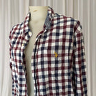 U.S. Polo Assn. Men's Long-Sleeve Shirt - Maroon and Navy Checkered Cotton - Image 2