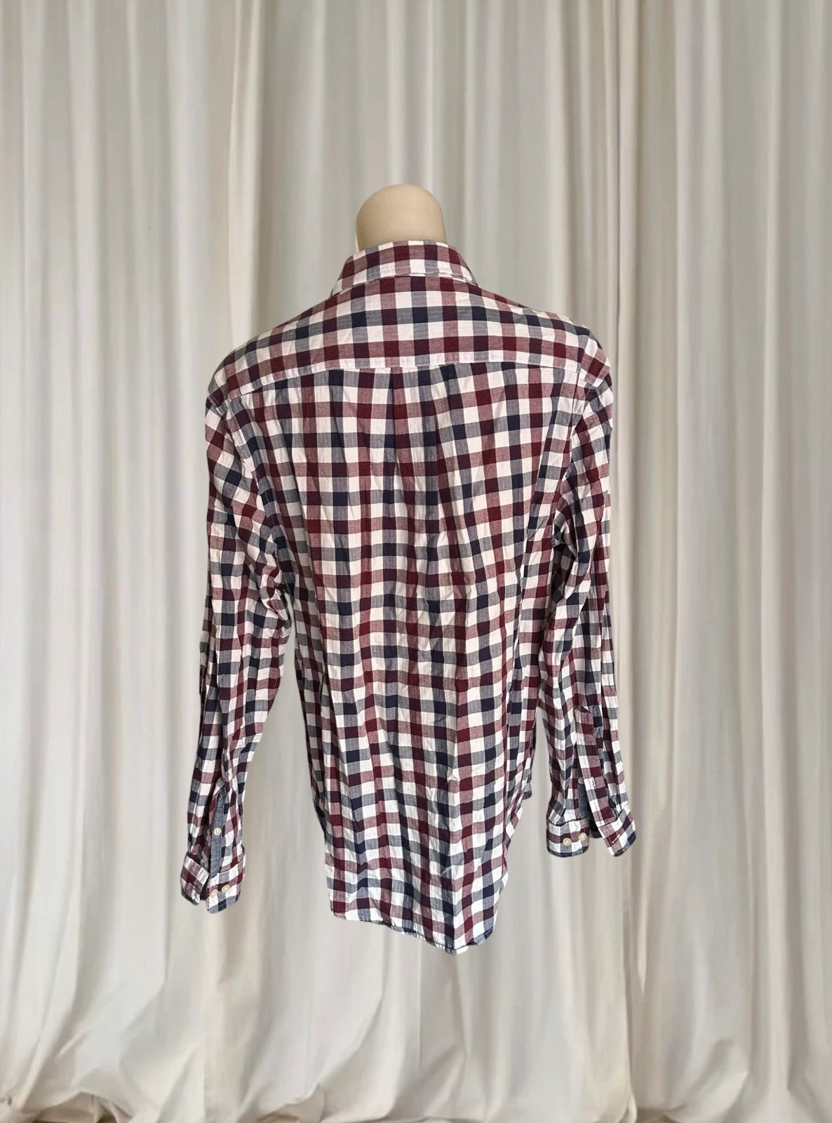 U.S. Polo Assn. Men's Long-Sleeve Shirt - Maroon and Navy Checkered Cotton - Image 6
