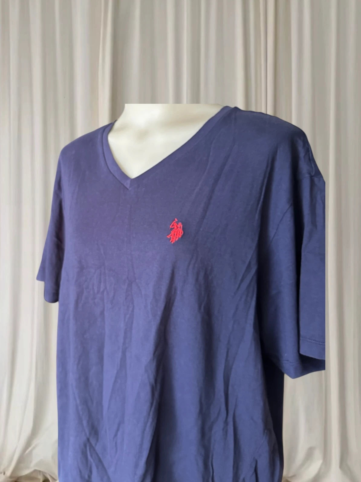 U.S. Polo Assn. V-Neck T-Shirt - Classic Navy Blue Cotton Tee - Image 3