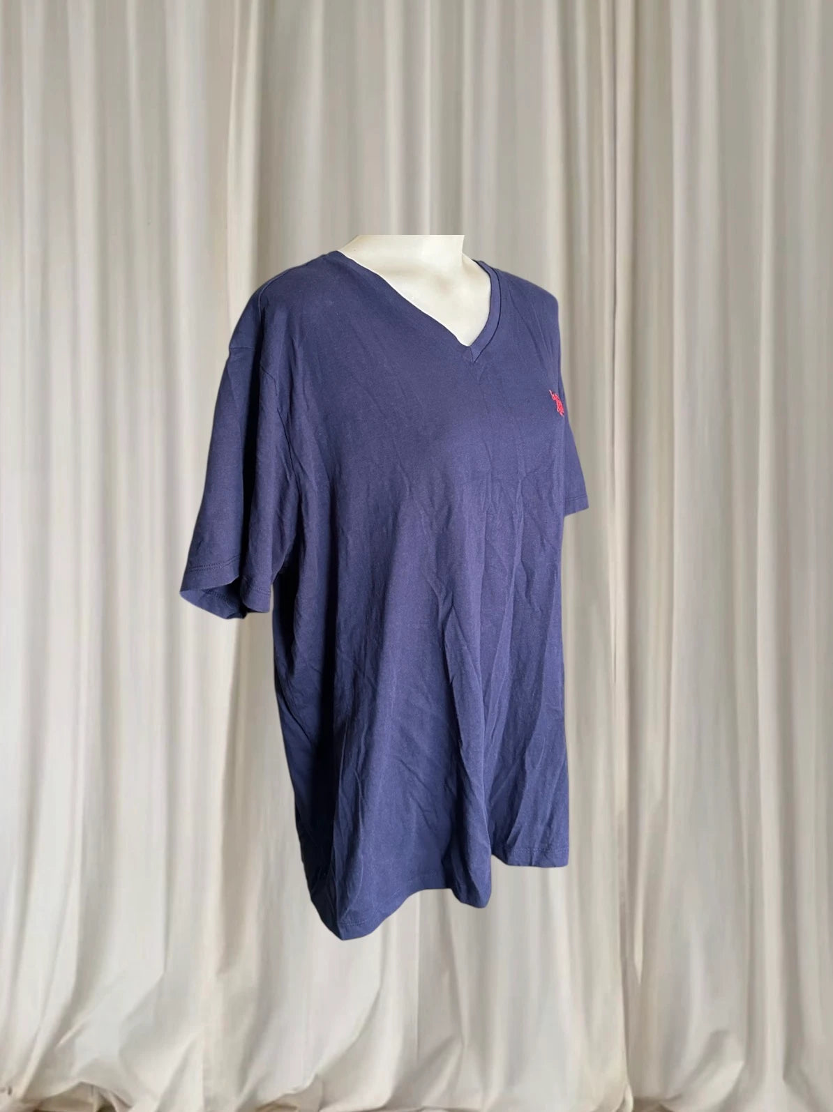 U.S. Polo Assn. V-Neck T-Shirt - Classic Navy Blue Cotton Tee - Image 2