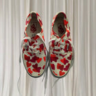 Vans Heart Print Sneakers - Cream and Red Low Top - Image 1