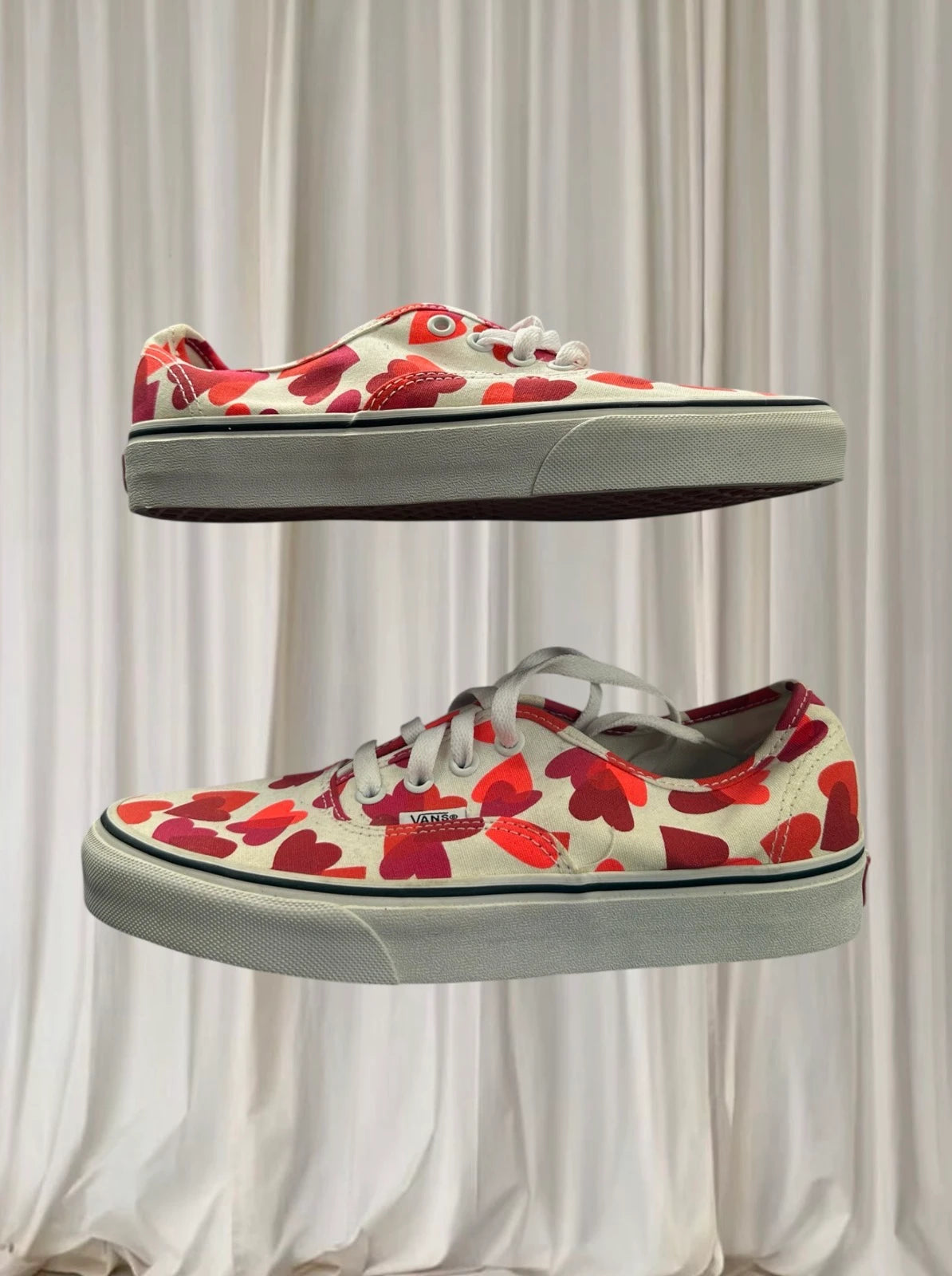 Vans Heart Print Sneakers - Cream and Red Low Top - Image 5