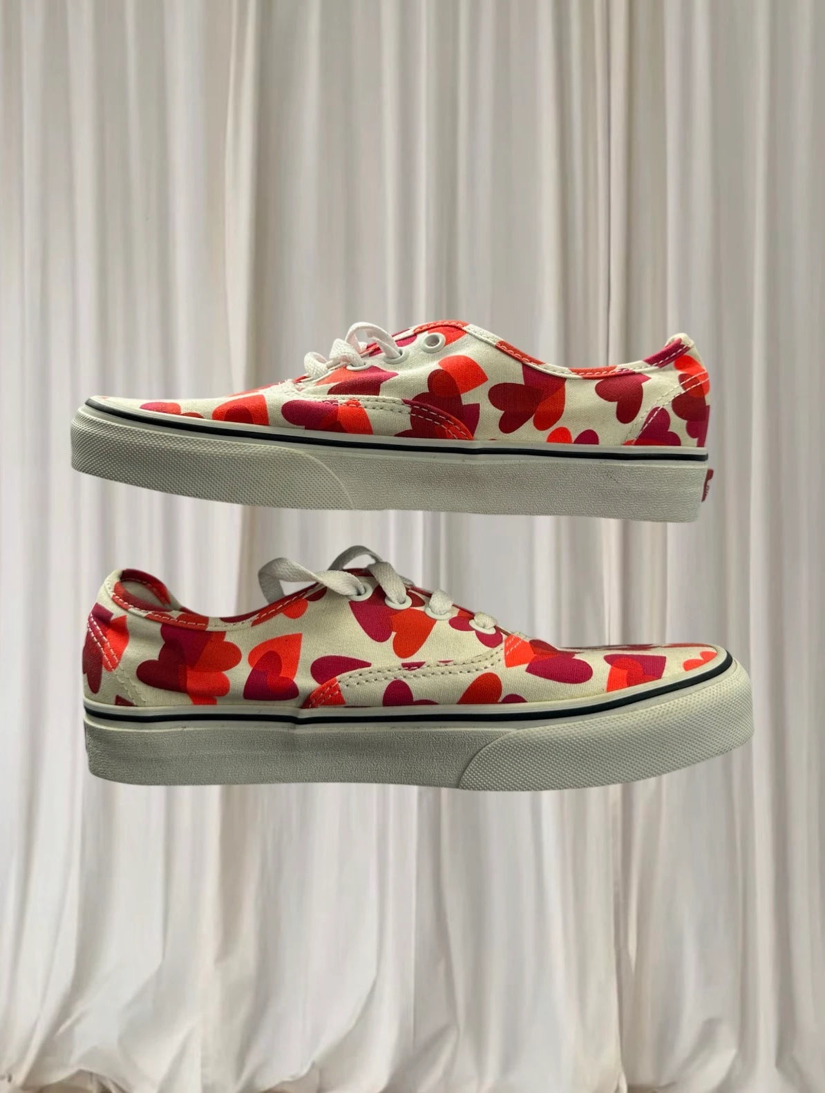 Vans Heart Print Sneakers - Cream and Red Low Top - Image 6