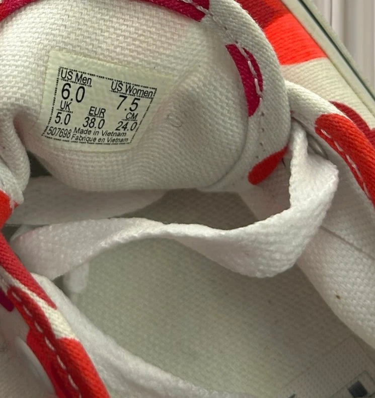 Vans Heart Print Sneakers - Cream and Red Low Top - Image 8