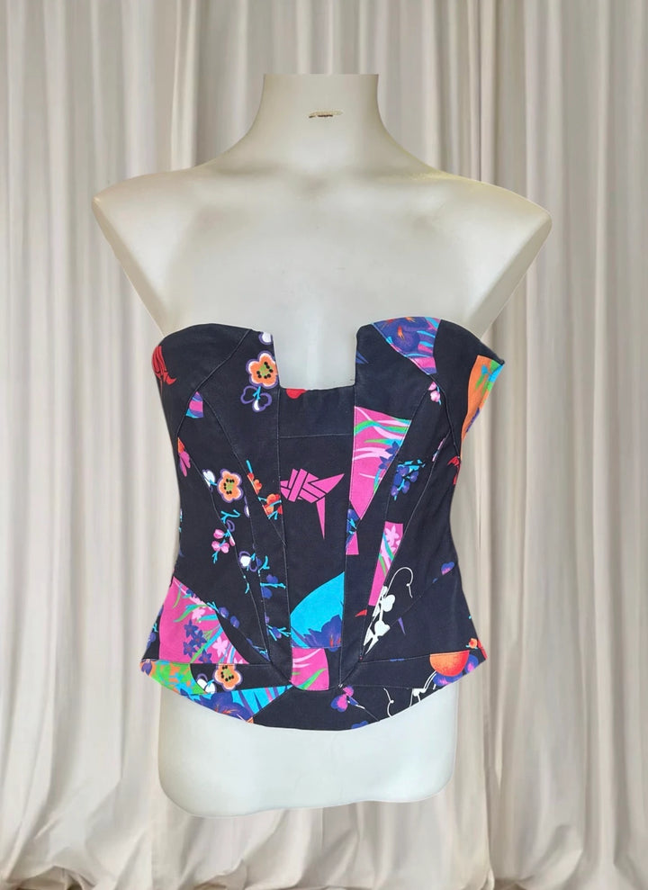 Versace for H&M Designer Bustier Top - Rare Greek Key Print Corset - Image 1