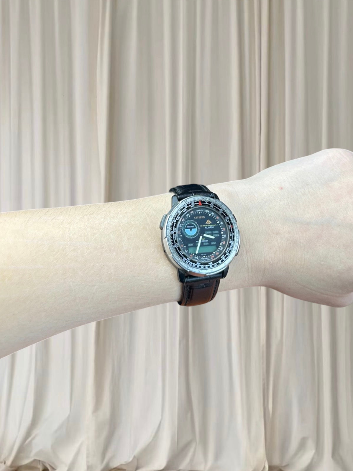 RARE Vintage Citizen Wingman Ana-Digi Chronograph Pilot Watch 8945 Japan