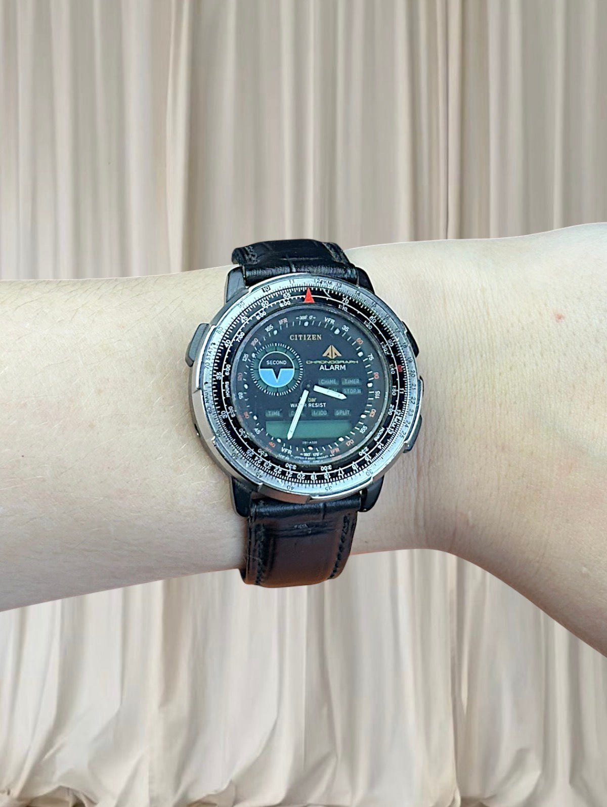 RARE Vintage Citizen Wingman Ana-Digi Chronograph Pilot Watch 8945 Japan
