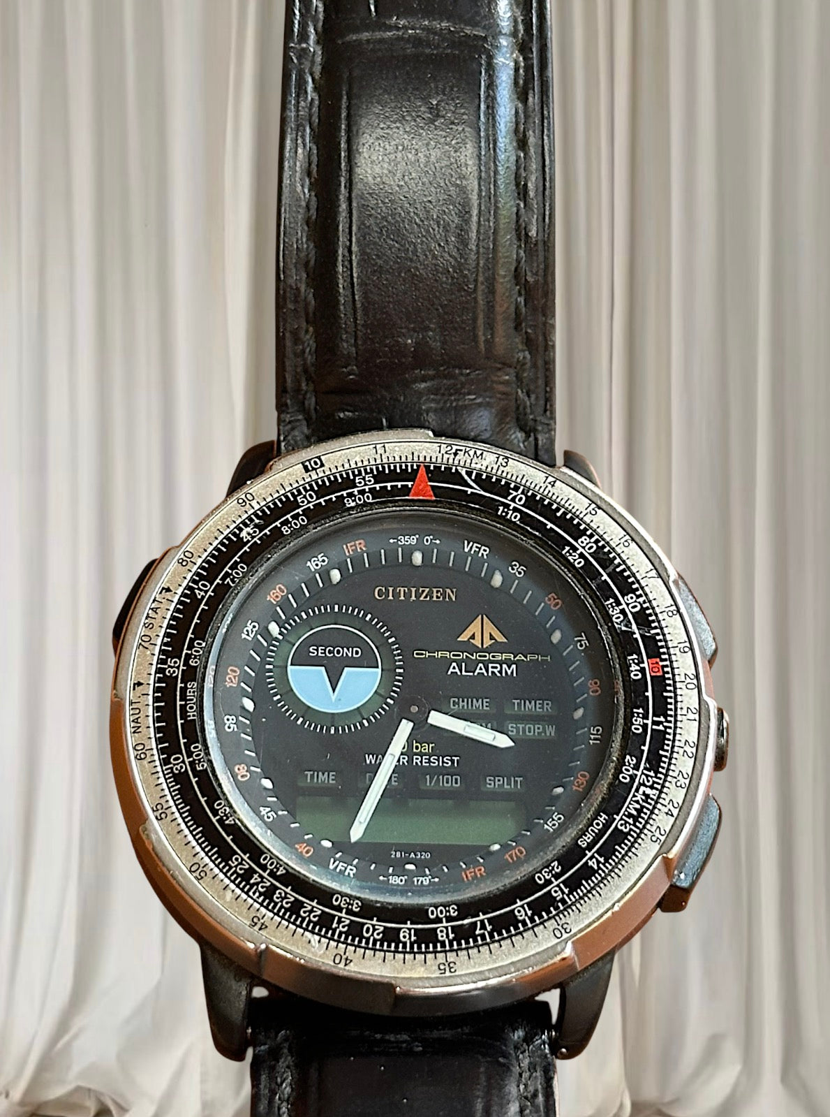 RARE Vintage Citizen Wingman Ana-Digi Chronograph Pilot Watch 8945 Japan