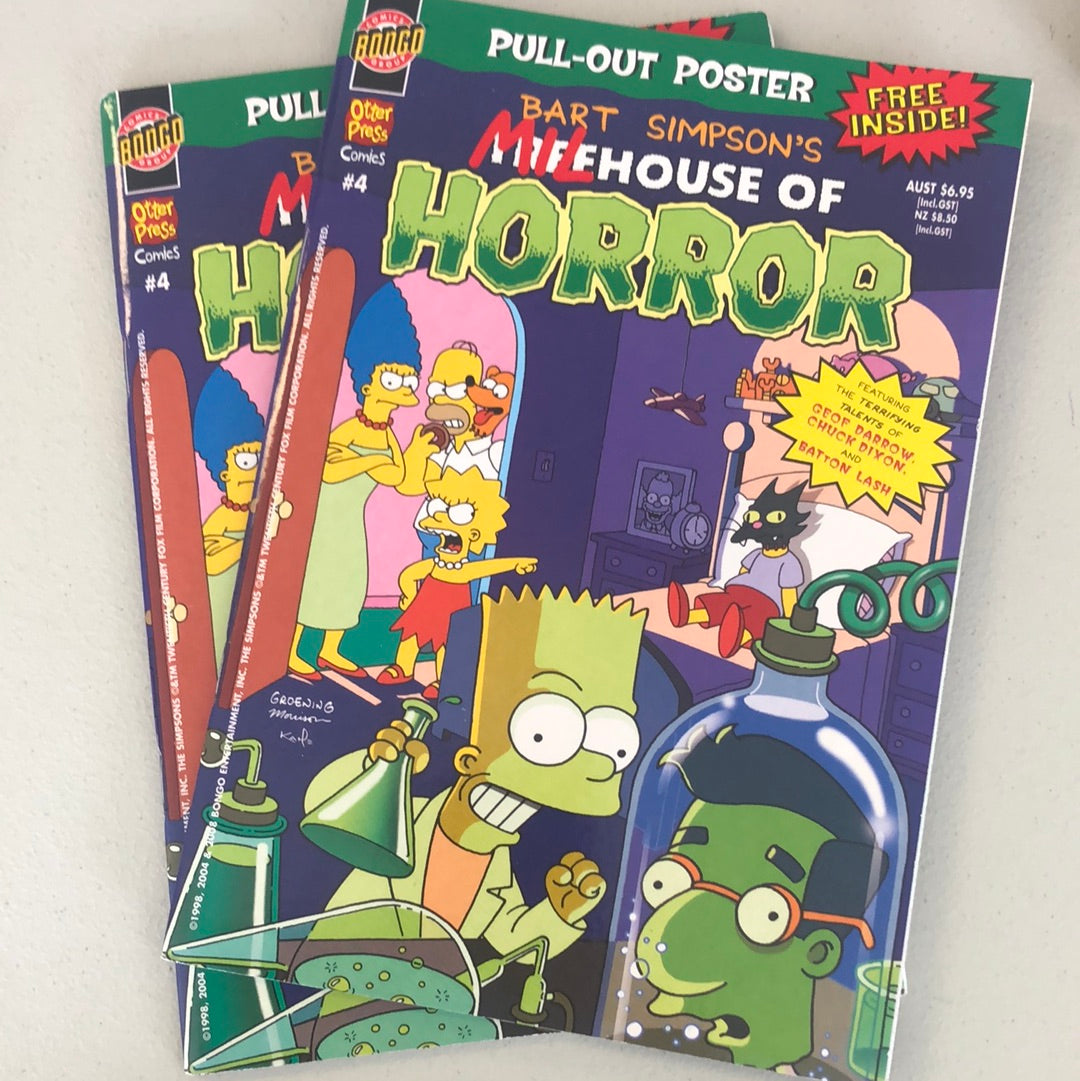 Issue #4 Bart Simpsons ‘Milhouse of Horror’ is a preloved collectable comic book in fantastic condition.  