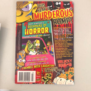 Issue #3 Bart Simpson’s ‘Treehouse of Horror’ AND Issue #13 Bart Simsons ‘Treehouse of Horror’ A King Sized 64 page creepfest. ‘Treehouse of Horror’ is a special series from the Bart Simpsons comics. Through this Halloween-themed comic you will be taken on a voyage that will get you laughing the whole way through. 