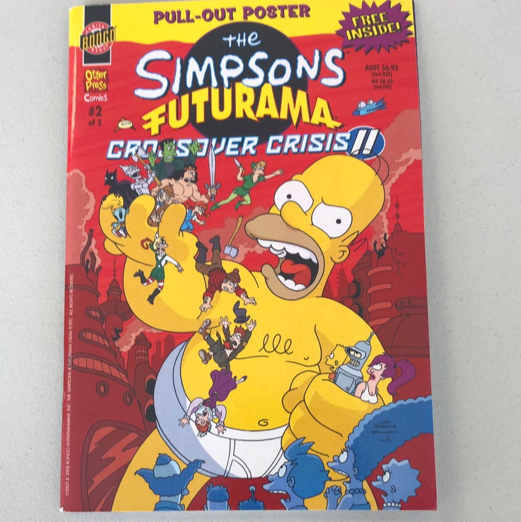 The Simpsons Futurama Crossover Crisis is the greatest full-length Simpsons story that will make you laugh out loud the whole way through. This rare collectors paperback edition includes all your favorite characters from both ‘The Simpsons’ and ‘Futurama’. 