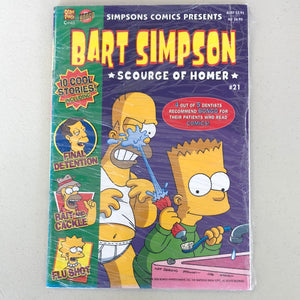 Issue #21  Bart Simpson ‘Scourge of Homer’ is a pre-owned comic with 10 super stories that include ‘Final Detention’, ‘Bait No Crackle’ and ‘Flu Shot’ that will have you laughing out loud.