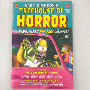 Issue #3 Bart Simpson’s ‘Treehouse of Horror’ AND Issue #13 Bart Simsons ‘Treehouse of Horror’ A King Sized 64 page creepfest. Treehouse of horror is a special series from the Bart Simpsons comics. Through this Halloween-themed comic you will be taken on a voyage that will get you laughing the whole way through. 